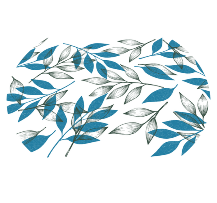 Modré a zelené listy kvetinový vinylový koberec - Tenstickers