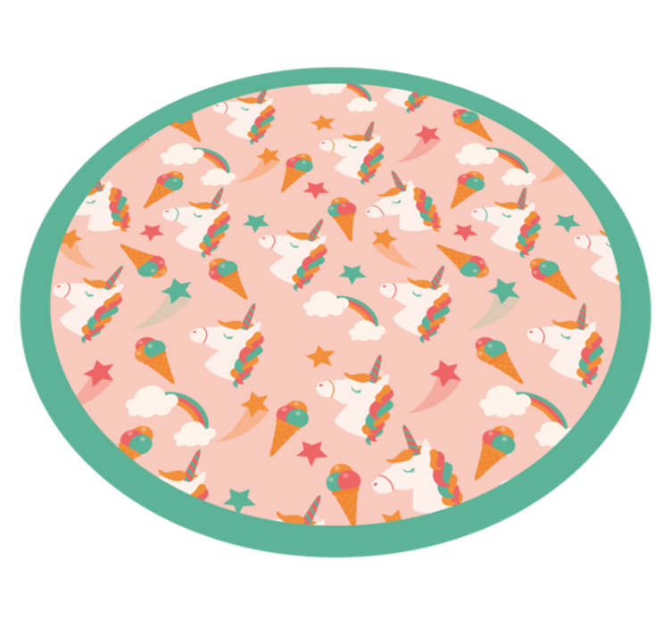 detský vinylový koberec kruh s motívom jednorožca - Tenstickers