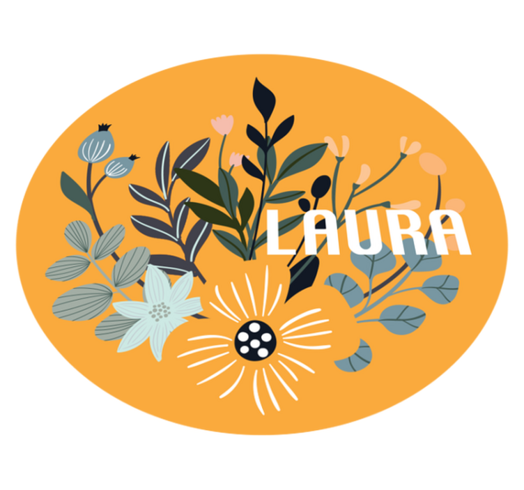 vinylový koberec s menom vlastný kvetinový znak - Tenstickers