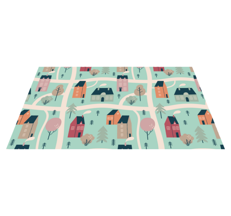 detský vinylový koberec deti sa hrajú na dedinu - Tenstickers