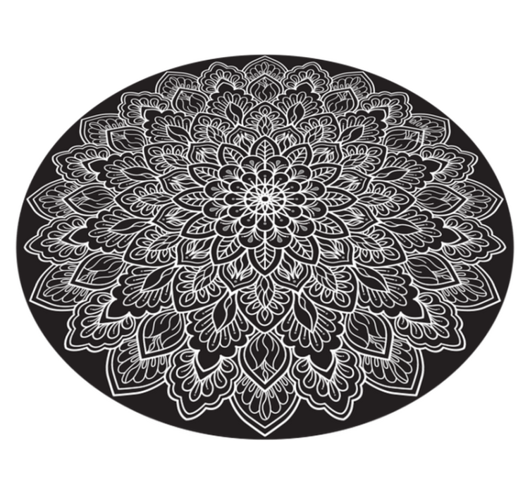 čiernobiela mandala vinylový koberec mandala - Tenstickers