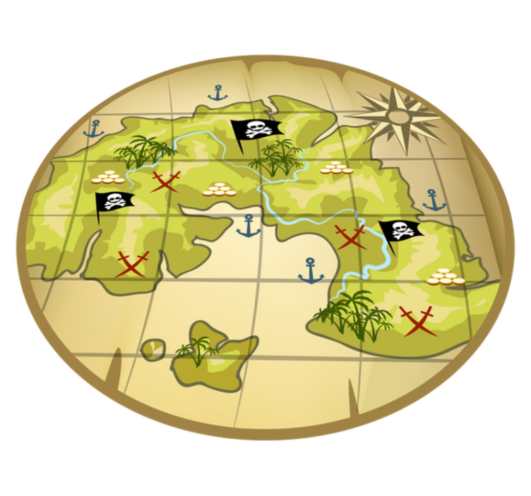 Detský vinylový koberec pirátska mapa pokladov - Tenstickers