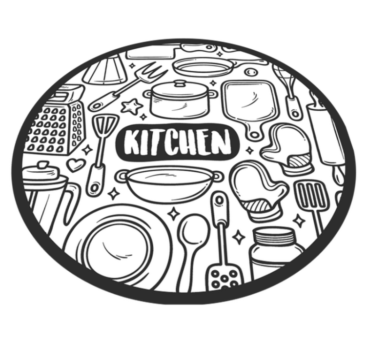 Doodle šedé náradie kuchynské podlahové dlaždice - Tenstickers