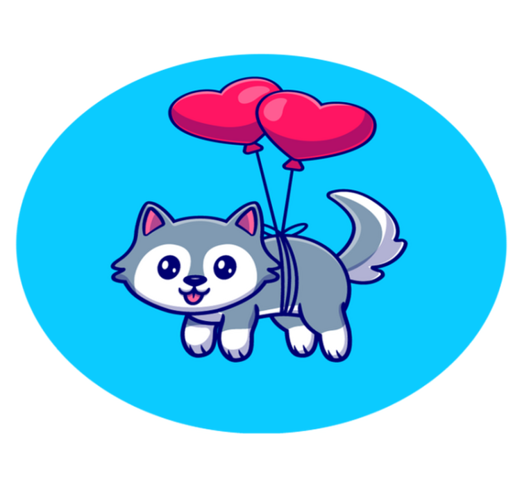 vinylové koberce zvieratá mláďa vlka s balónikmi - Tenstickers