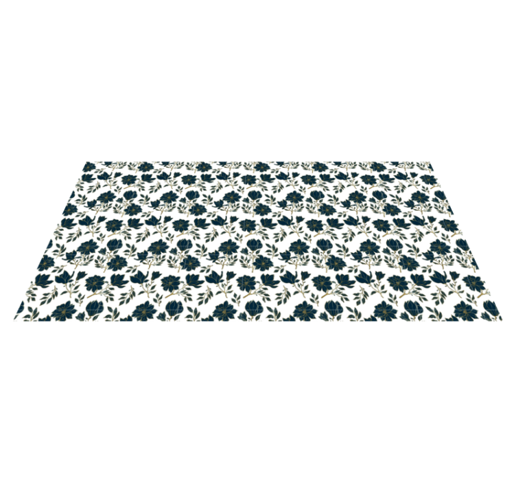 Modré kvety vzor dlaždice koberec - Tenstickers