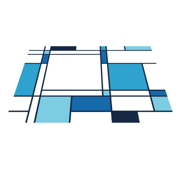 Severský štýl, modré štvorce, severský vinylový koberec - Tenstickers