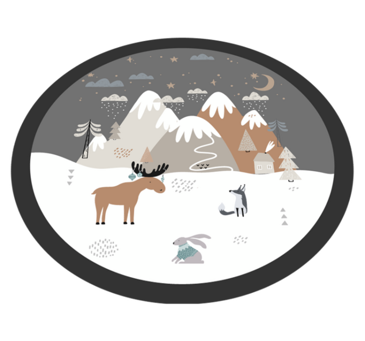 Detský vinylový koberec severskej krajiny a zvierat - Tenstickers