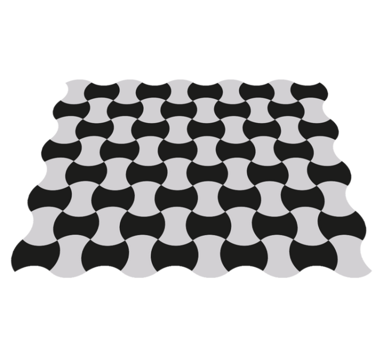vinylový koberec s geometrickýmy tvarmi čiernobiele krivky - Tenstickers