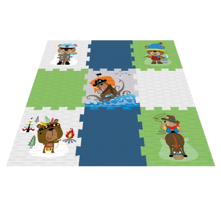 Rôzne vinylové koberce pre deti dobrodružstvo s medveďom - Tenstickers