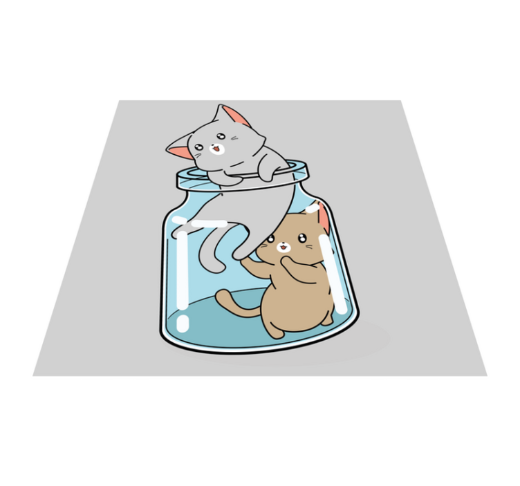 vinylové koberce zvieratá pohár s roztomilými mačkami - Tenstickers