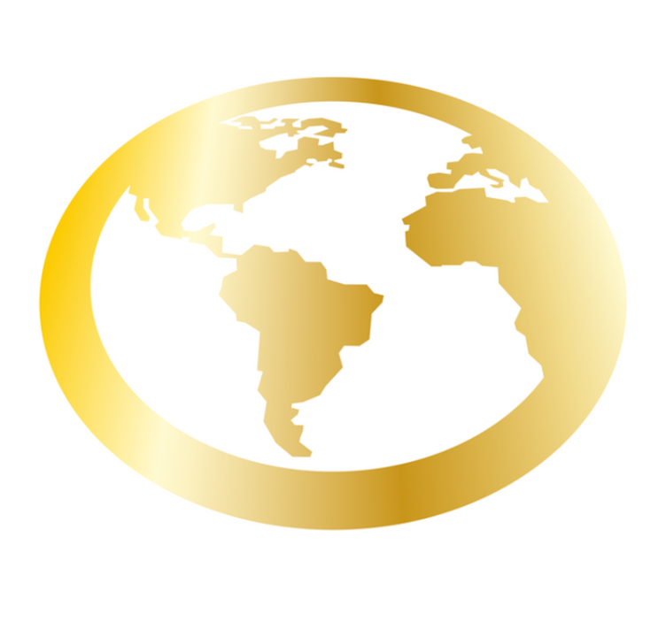 vinylový kvoberec s mapou sveta motív zlatého glóbusu - Tenstickers