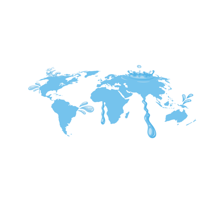 vinylový kvoberec s mapou sveta dizajn modrej vody - Tenstickers