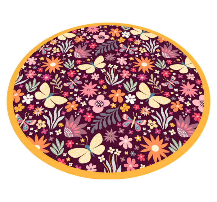 Vinylový koberec z viacfarebných motýľov a kvetov - Tenstickers