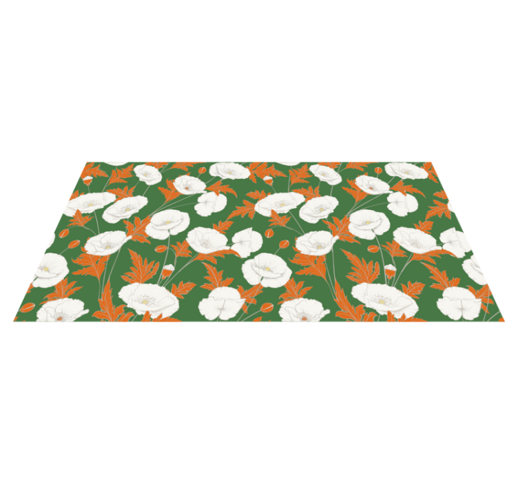 Krásne vlčie maky zelené pozadie kvetinový koberec - Tenstickers
