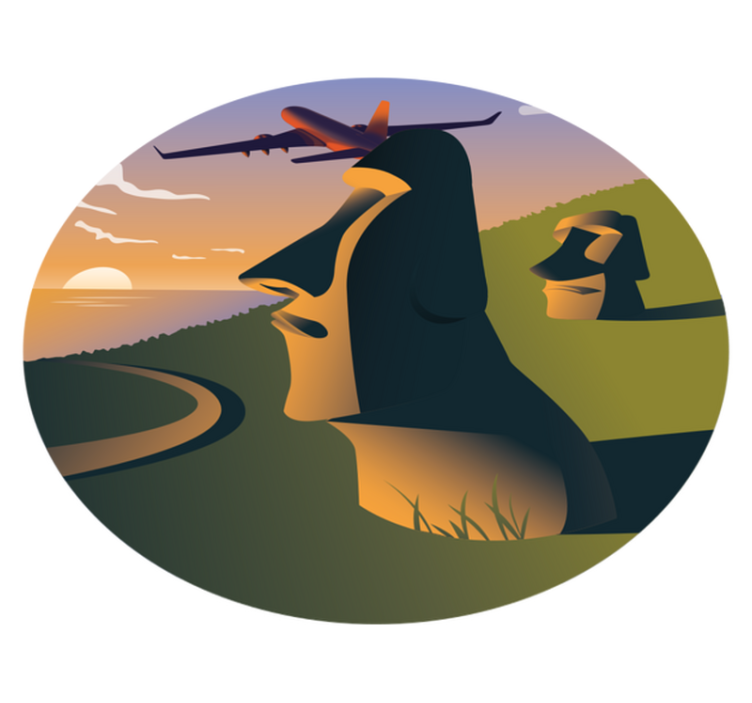 okrúhly vinylový koberec západ slnka na veľkonočnom ostrove - Tenstickers