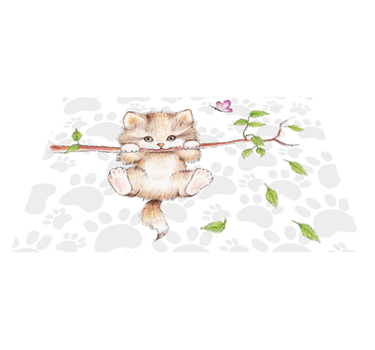 vinylové koberce zvieratá roztomilé mačiatko visí - Tenstickers