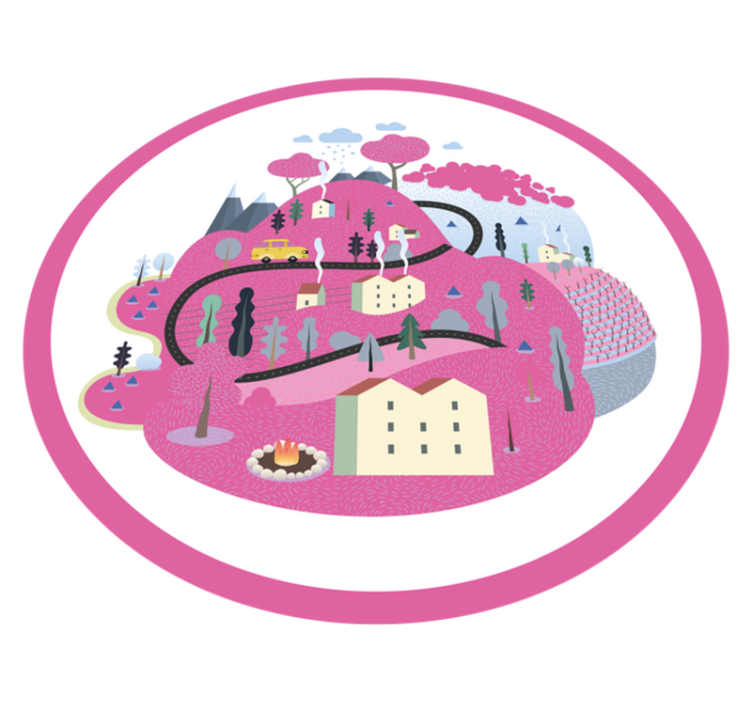 vinylový koberec cesty farebná dedinská scéna - Tenstickers