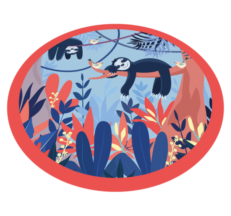 vinylový koberec zvierací vzor scéna z leňochodov v džungli - Tenstickers