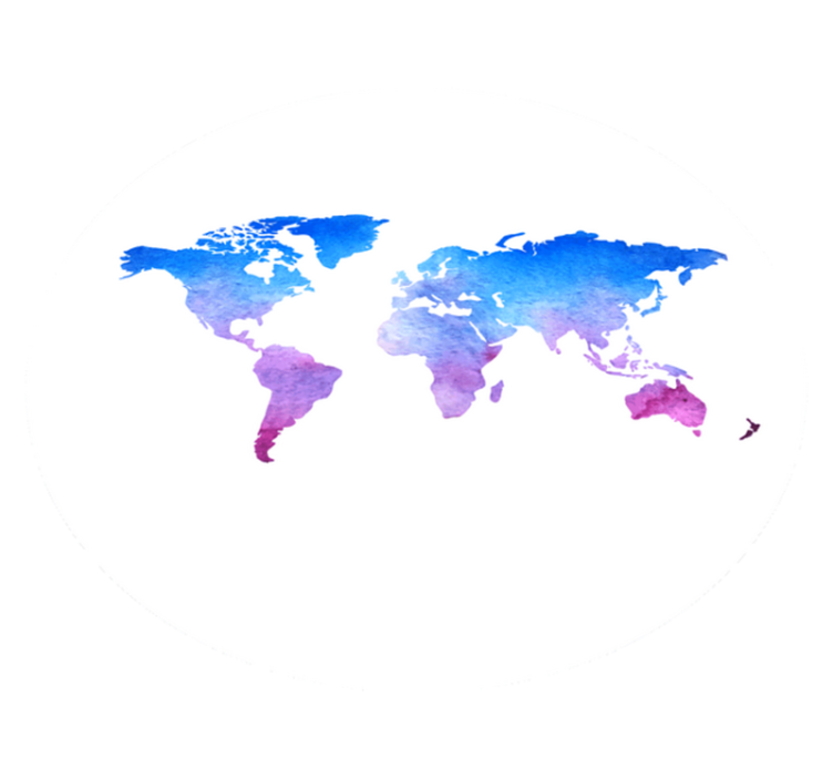 vinylový kvoberec s mapou sveta kruhová akvarelová textúra. - Tenstickers