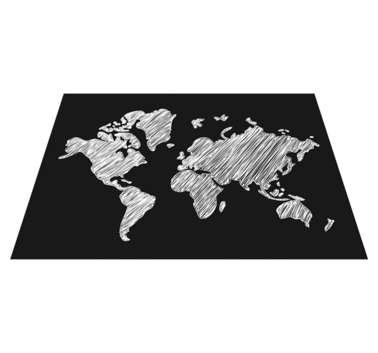 vinylový kvoberec s mapou sveta sivý dizajn na tabuli - Tenstickers