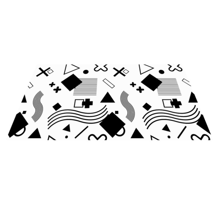 vinylový koberec s geometrickýmy tvarmi čierne vzory - Tenstickers