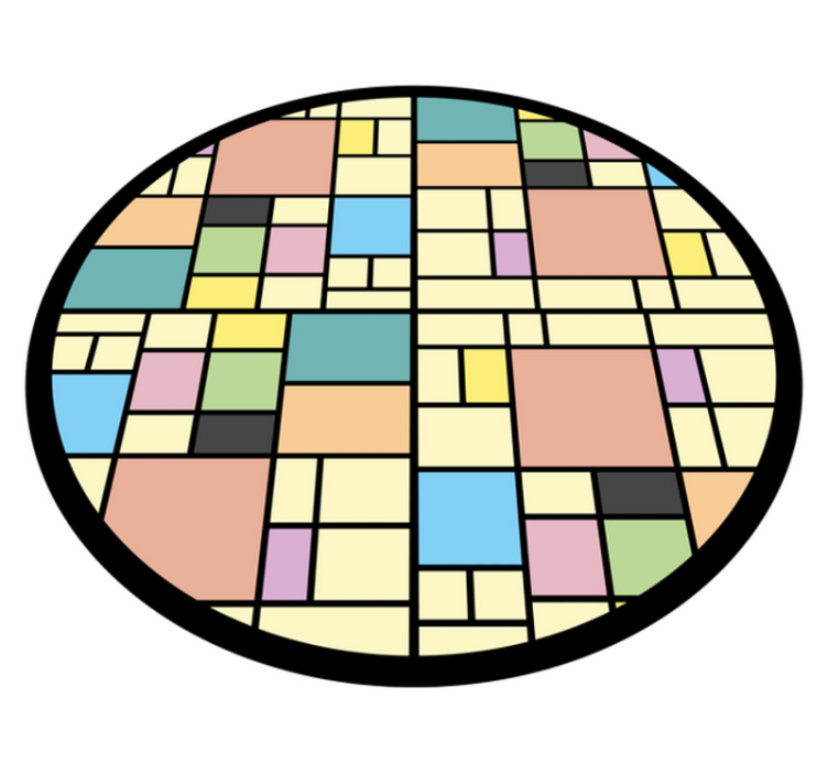 Vinylový koberec s geometrickými tvarmi v pestrých blokoch - Tenstickers