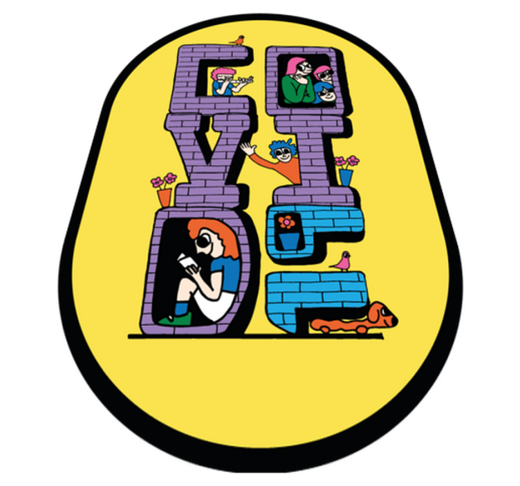 rôzne vinylové koberce pre deti postavy covid zostávajú doma - Tenstickers