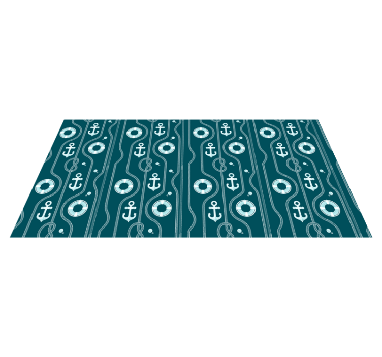 vinylový koberec do kúpelne modrá námorná kotva - Tenstickers