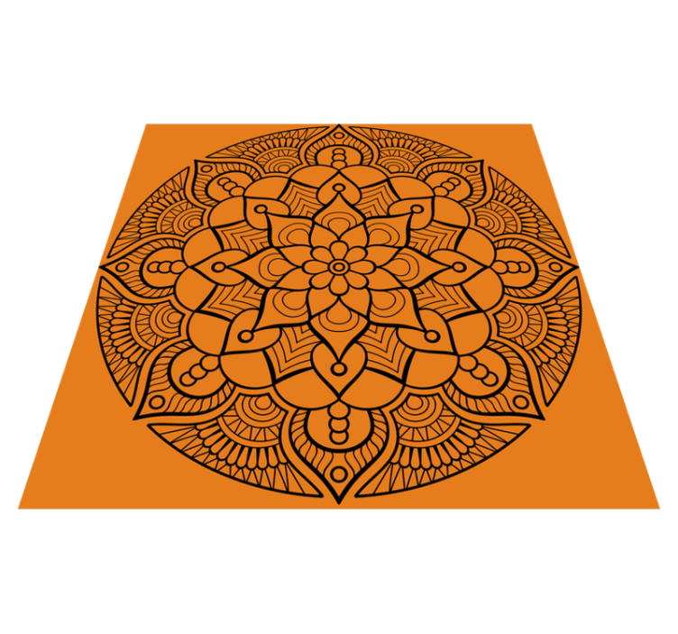 vinylový koberec mandala oranžový mandalový vzor - Tenstickers