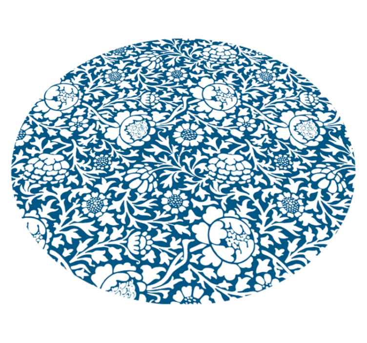 Kruhový koberec z morskej modrej flóry - Tenstickers
