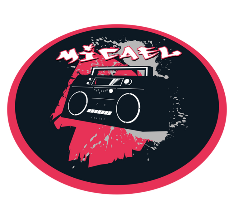 vinylový koberec s menom téma retro boomboxu - Tenstickers