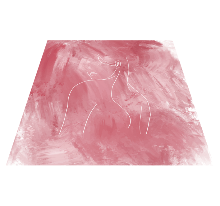 žena silueta cez ružový obraz moderný koberec - Tenstickers