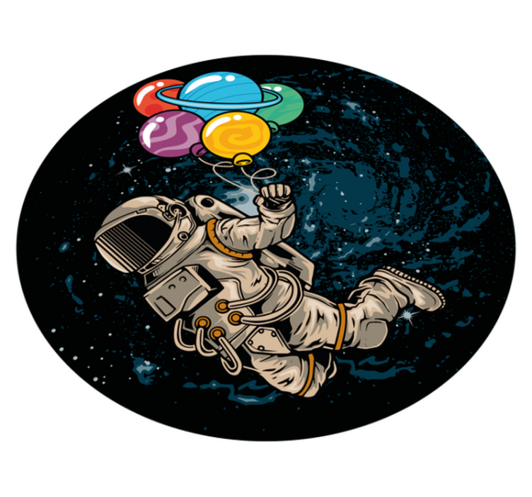 Astronaut plávajúci vo vesmíre s kobercom z balónov - Tenstickers