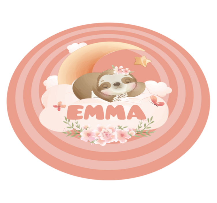 vinylový koberec s menom roztomilý dizajn leňochoda - Tenstickers