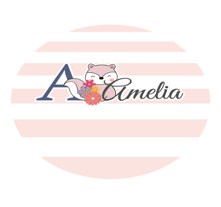 vinylový koberec s menom prispôsobiteľný dizajn líšky - Tenstickers