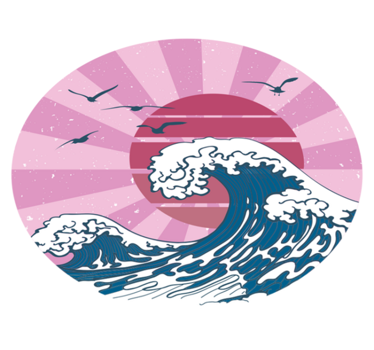 vinylový koberec s geometrickýmy tvarmi ružová vlna kanagawa - Tenstickers