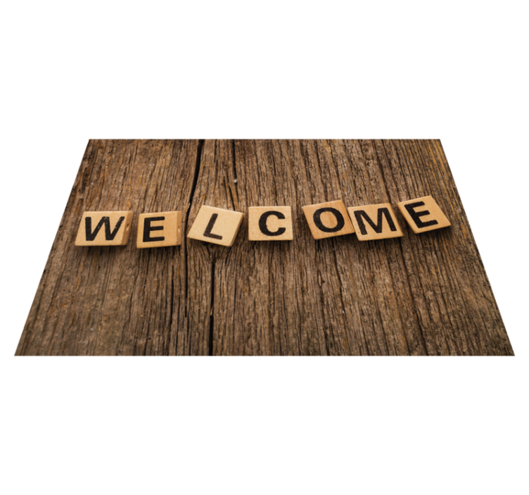 vinylový koberec citáty drevená abeceda vítaná - Tenstickers