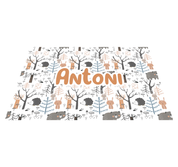 Detský vinylový koberec škandinávsky les so zvieratkami - Tenstickers