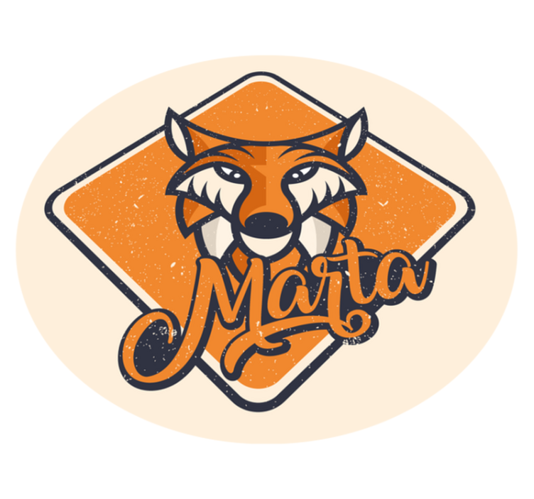 vinylový koberec s menom prispôsobiteľná šikovná líška - Tenstickers