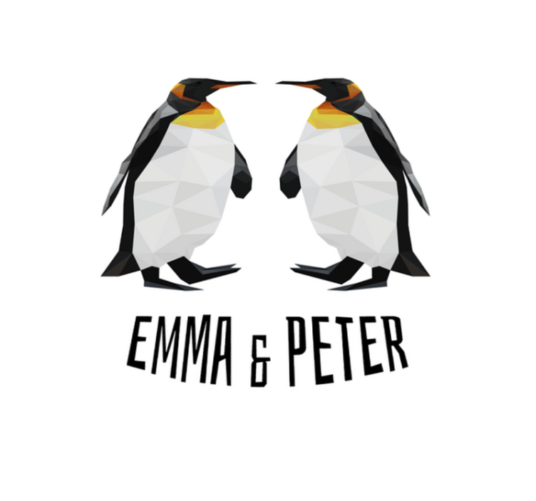 vinylový koberec s menom geometrické tučniaky - Tenstickers