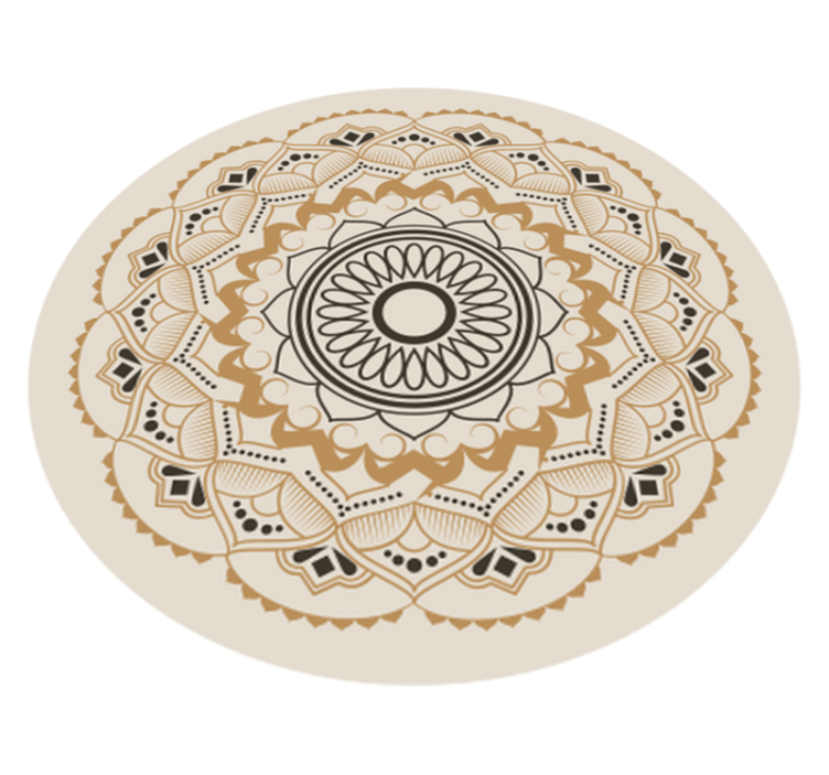 vinylový koberec s mandalou béžová mandala kruhový dizajn - Tenstickers