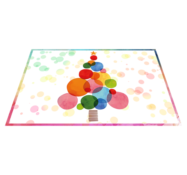 vianočný vinylový koberec vodové farby smrek - Tenstickers