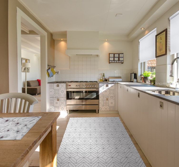 vinylový koberec s geometrickýmy tvarmi biely vzor - Tenstickers