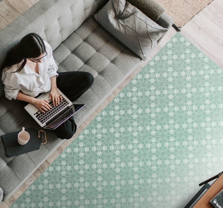 vinylový koberec do spálne mätovo zelené vzory - Tenstickers