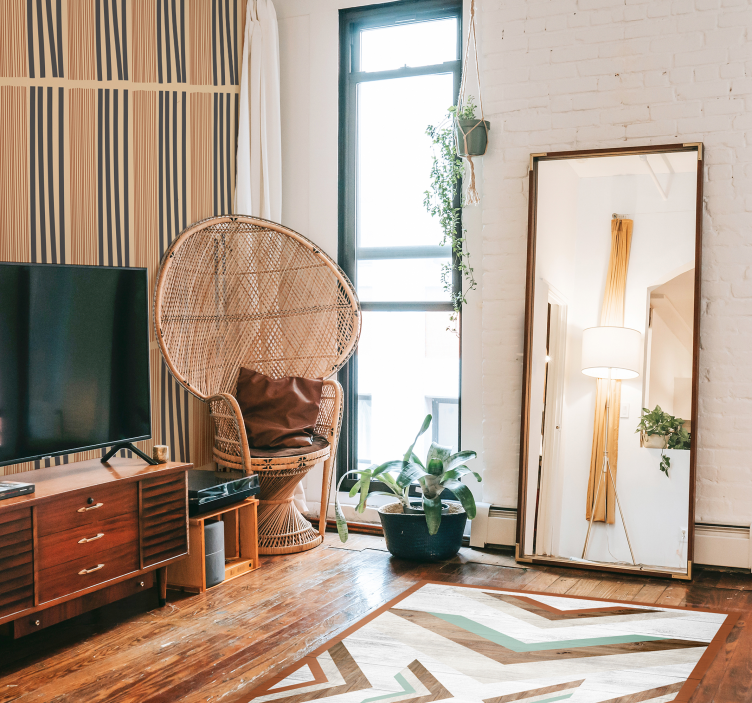 vinylový koberec do spálne chevron drevená textúra - Tenstickers