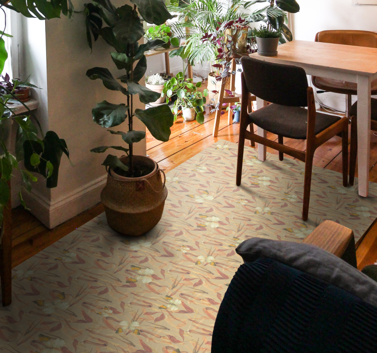 vinylový koberec do obývačky kvetinový vzorovaný komplet - Tenstickers