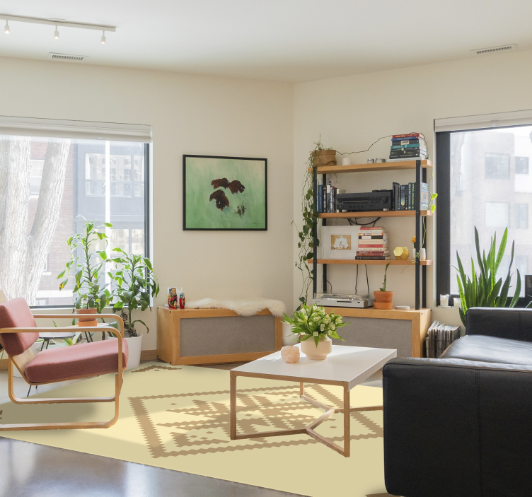 vinylový koberec do obývačky elegantný geometrický kontrast - Tenstickers