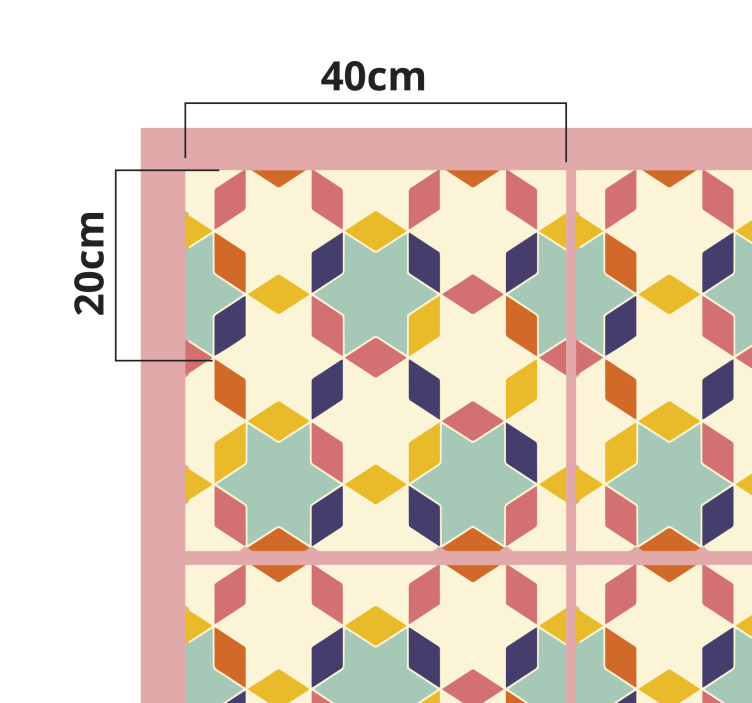 vinylový koberec s geometrickýmy tvarmi farebná mozaika - Tenstickers