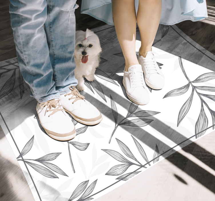 šedé listy na bielom pozadí vinylový koberec - Tenstickers