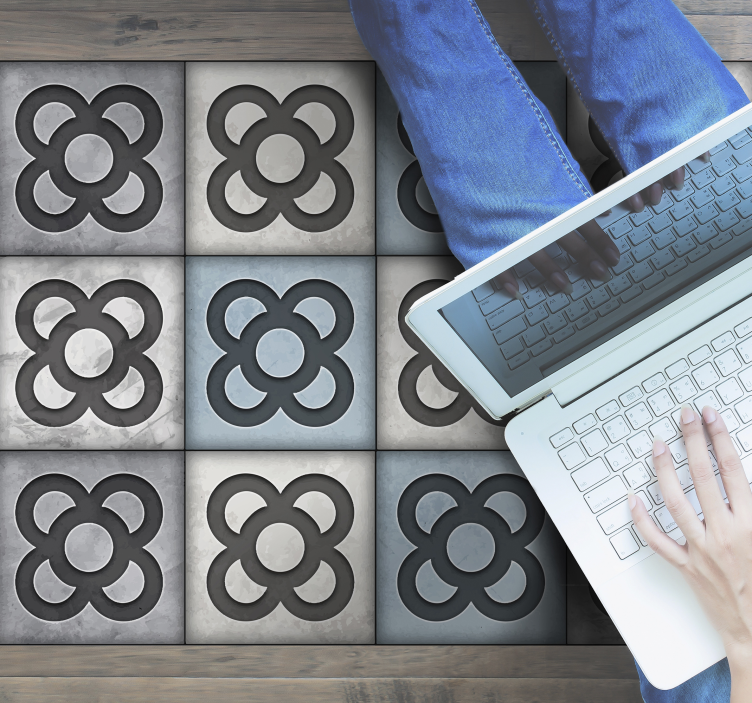 Barcelona pouličné dlaždice v štýle moderného vinylového koberca - Tenstickers